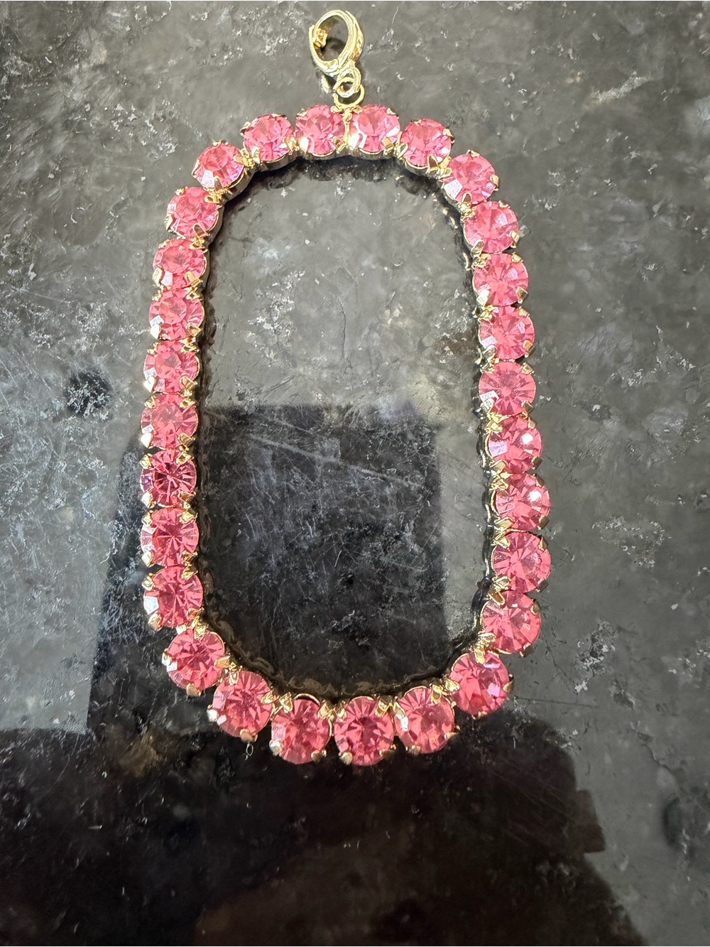 Pink Crystal Pendant Charm - Gold Setting